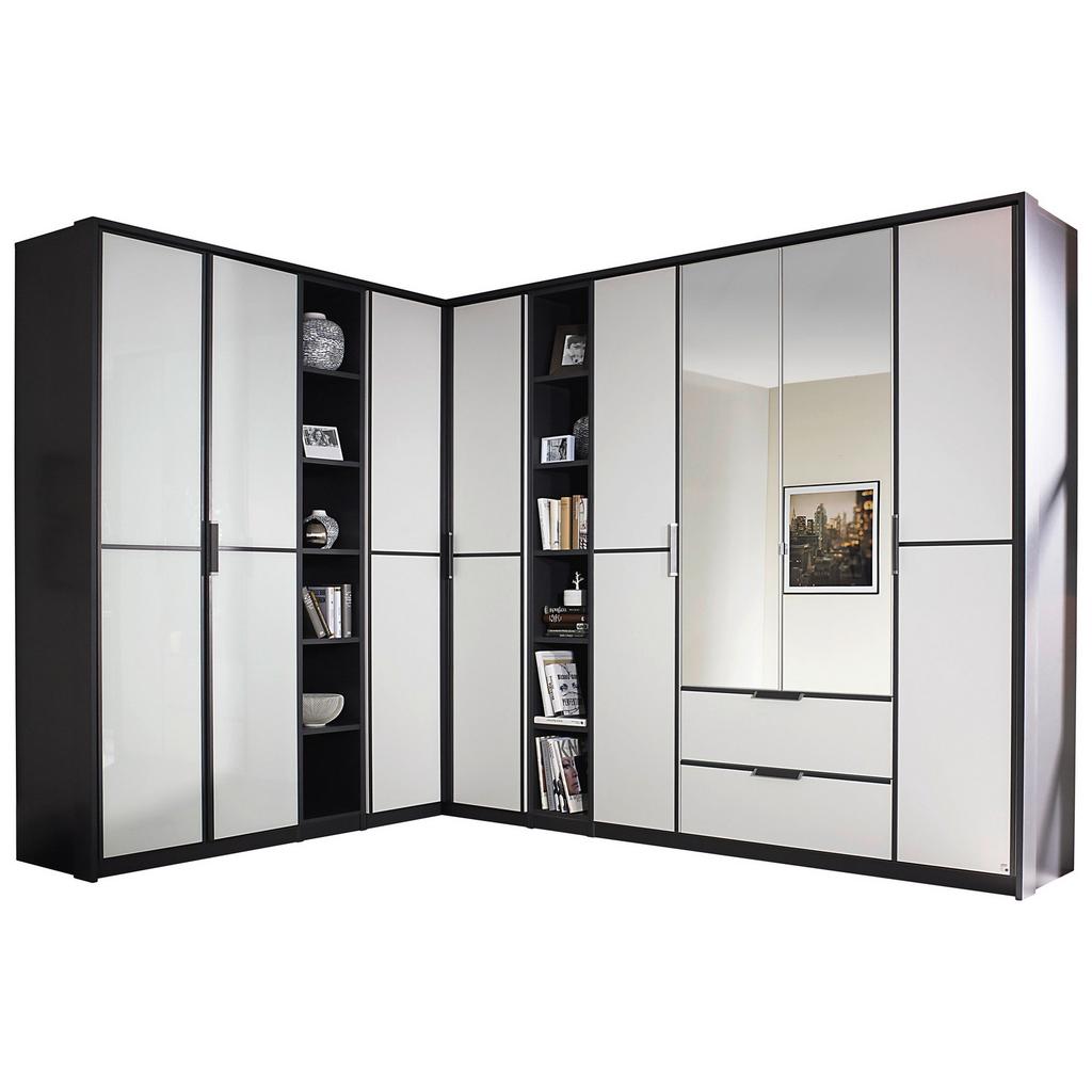 Eckschrank Mit Spiegel + Laden 224x314 cm Anthrazit/Weiß