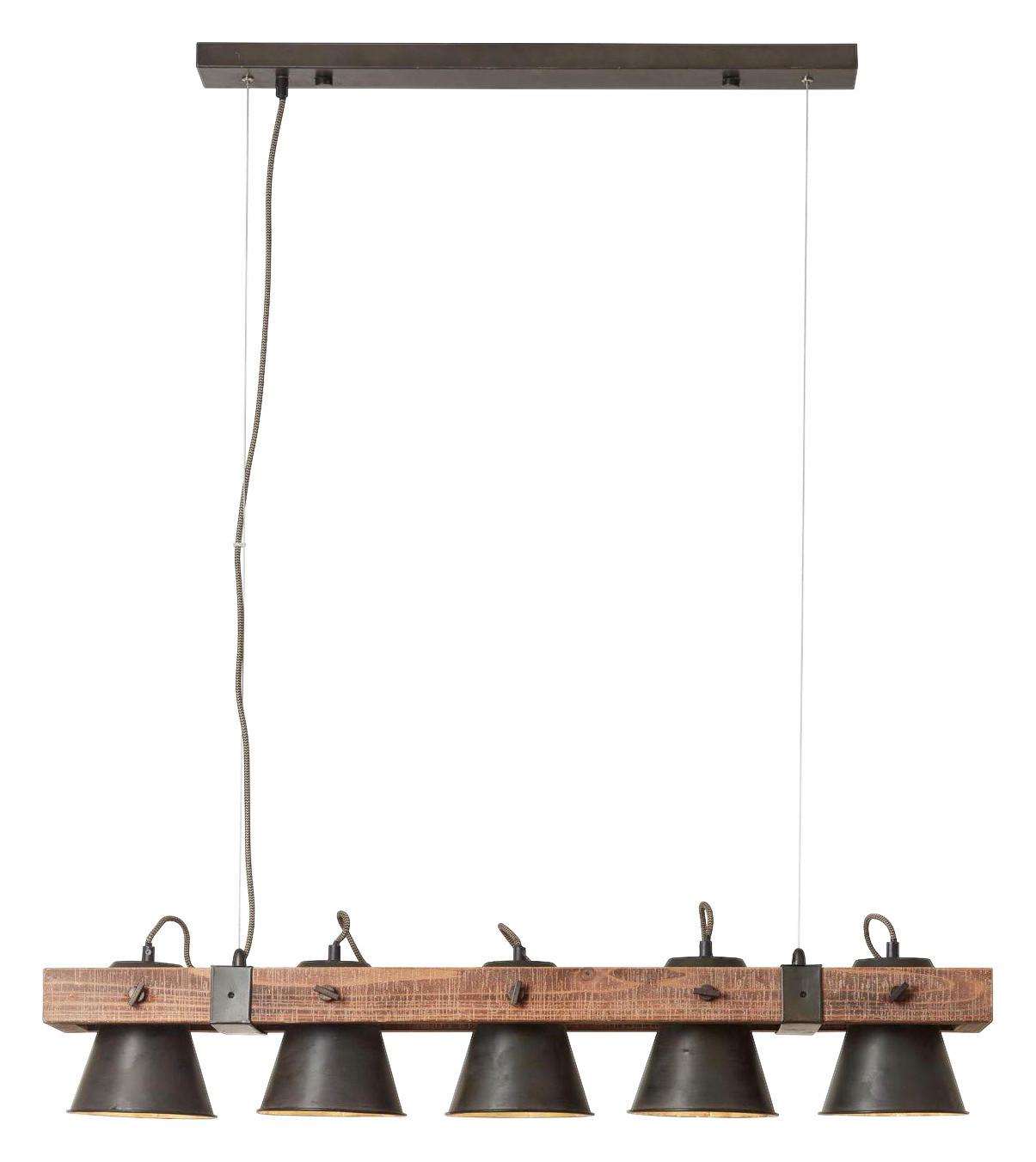 Hängeleuchte 82175/46 Plow - Schwarz, Natur, Holz/Metall (95/20/115cm) - Brilliant