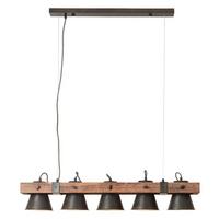 Hängeleuchte 82175/46 Plow - Schwarz, Natur, Holz/Metall (95/20/115cm) - Brilliant