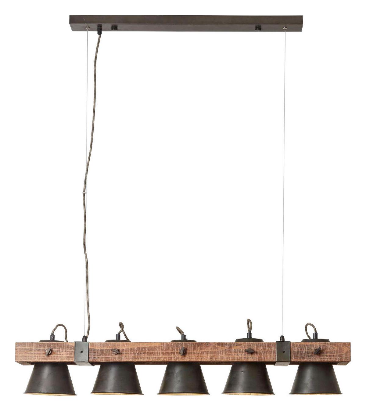 Hängeleuchte 82175/46 Plow - Schwarz, Natur, Holz/Metall (95/20/115cm) - Brilliant