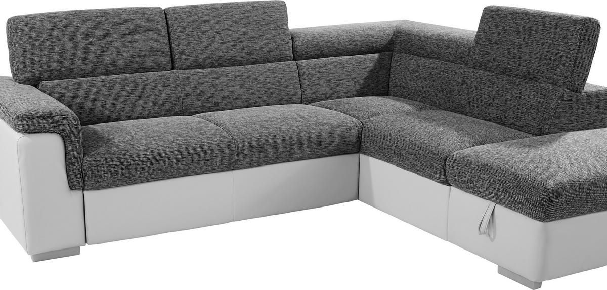 WOHNLANDSCHAFT Milla - Dunkelgrau/Silberfarben, MODERN, Holz/Textil (252/217cm)