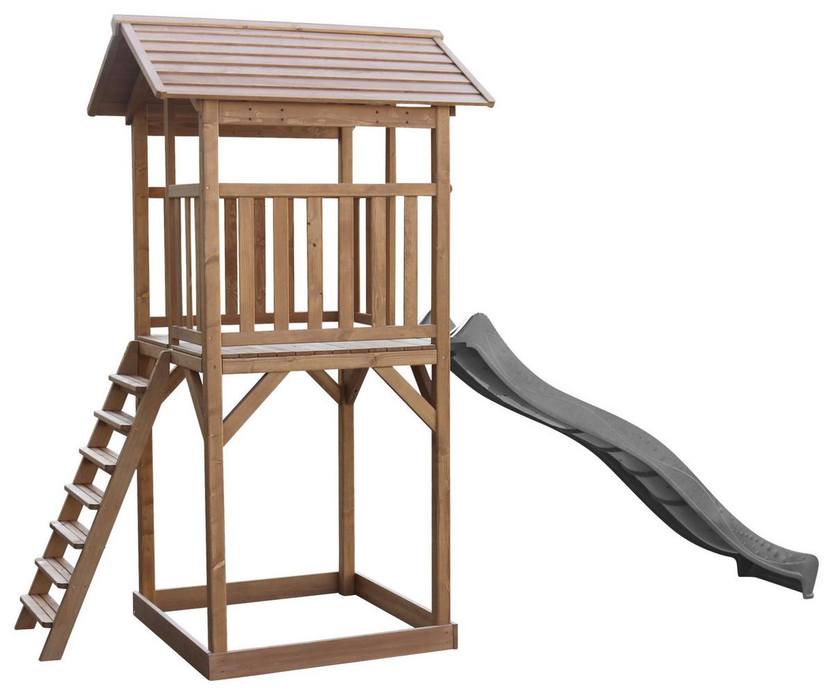 Spielturm A025.120.80 - Braun/Grau, KONVENTIONELL, Holz/Kunststoff (111,2/241,9/349cm) - Ambia Garden