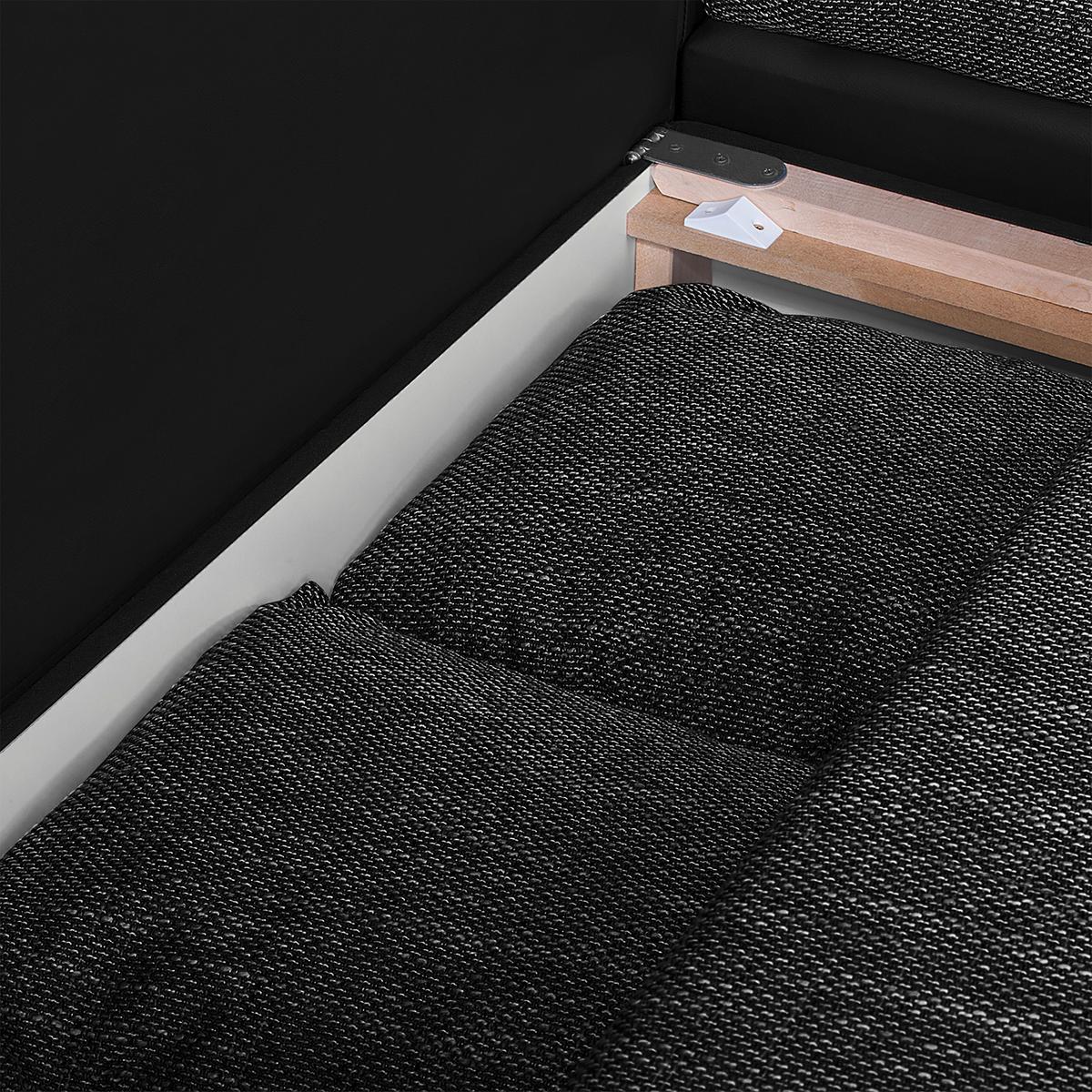 Ecksofa Acra Schwarz S: 266x175 Cm - Chromfarben/Schwarz, Design, Textil (266/175cm) - Livetastic