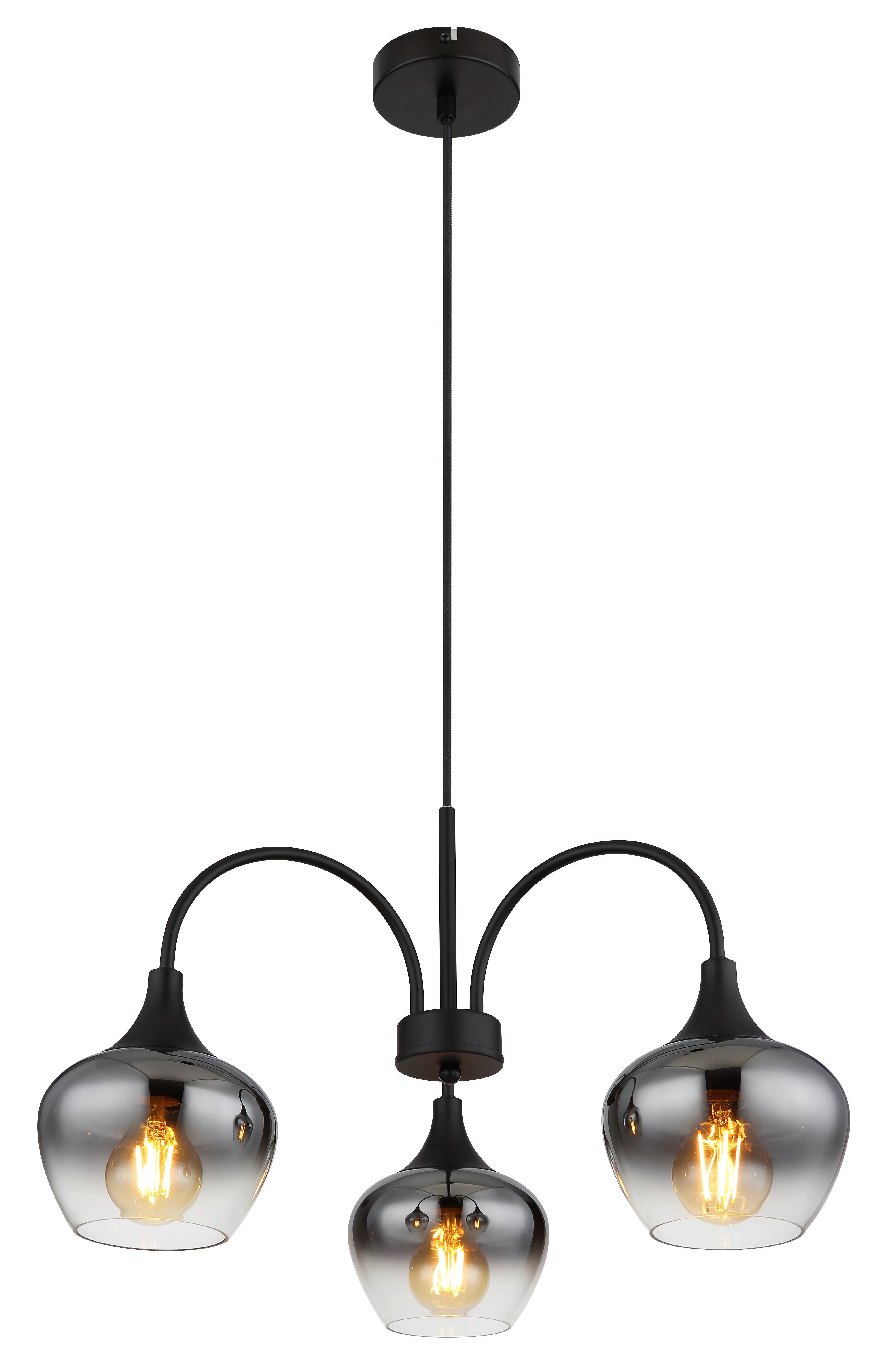 Hängeleuchte 15548-3h1 - Schwarz, Design, Glas/Textil (55/120cm) - Globo