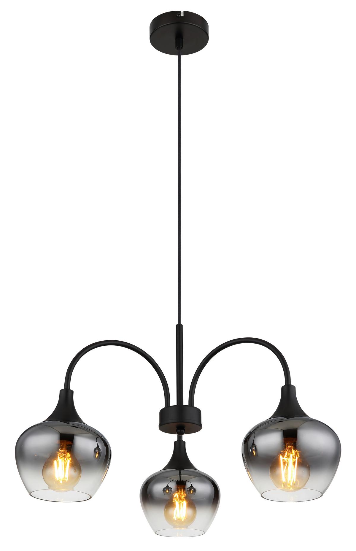 Hängeleuchte 15548-3h1 - Schwarz, Design, Glas/Textil (55/120cm) - Globo