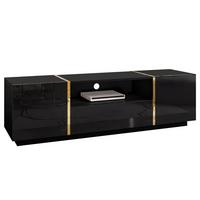 Lowboard Onyx - Schwarz Hochglanz/Schwarz, Design, Holzwerkstoff (158/46/41,3cm) - MID.YOU