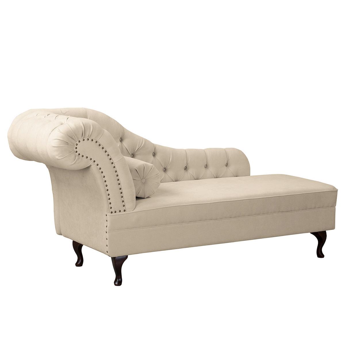 Récamiere Pako Creme B: 185cm - Creme/Braun, Design, Textil (185/93/75cm) - Livetastic