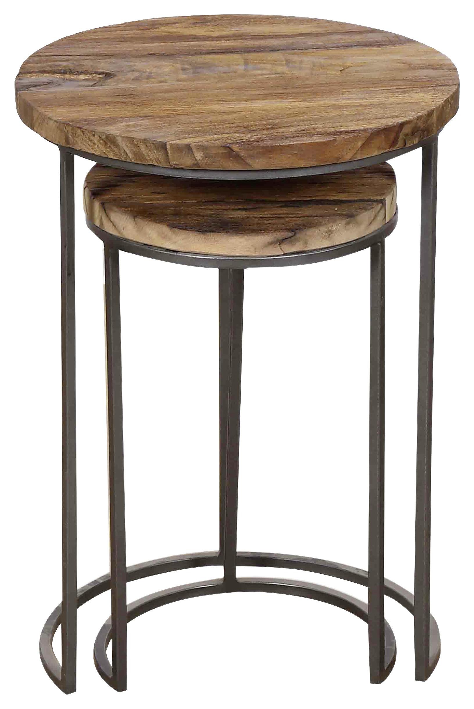 Beistelltisch 2-tlg. Jaron Naturfarben/mangoholz/schwarz - Schwarz/Naturfarben, MODERN, Holz/Metall (40/30x60/50cm) - MID.YOU