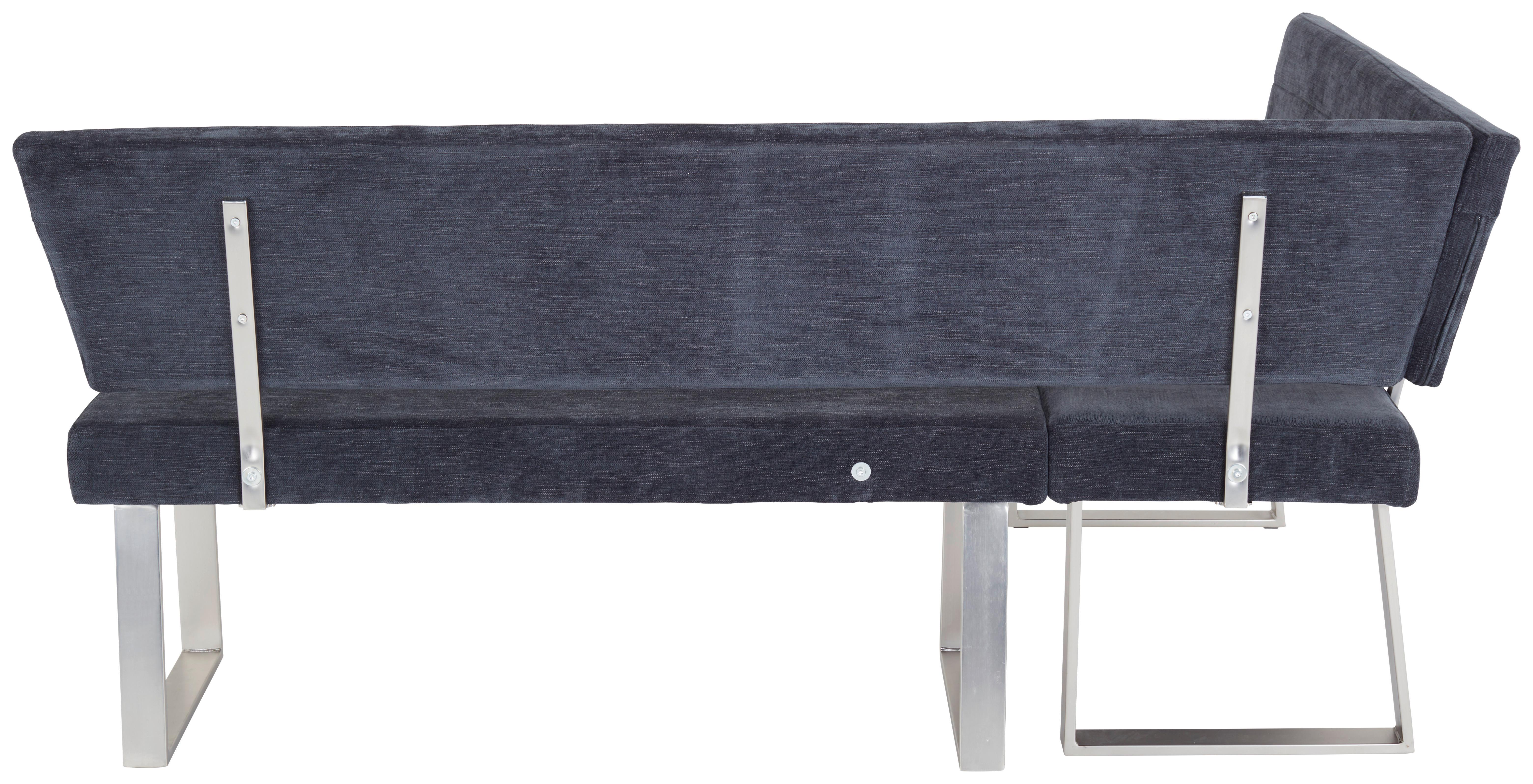 Eckbank Dunkelgrau Hausvik 142,5x187 cm - Dunkelgrau/Nickelfarben, MODERN, Textil/Metall (142,5/187cm) - MID.YOU