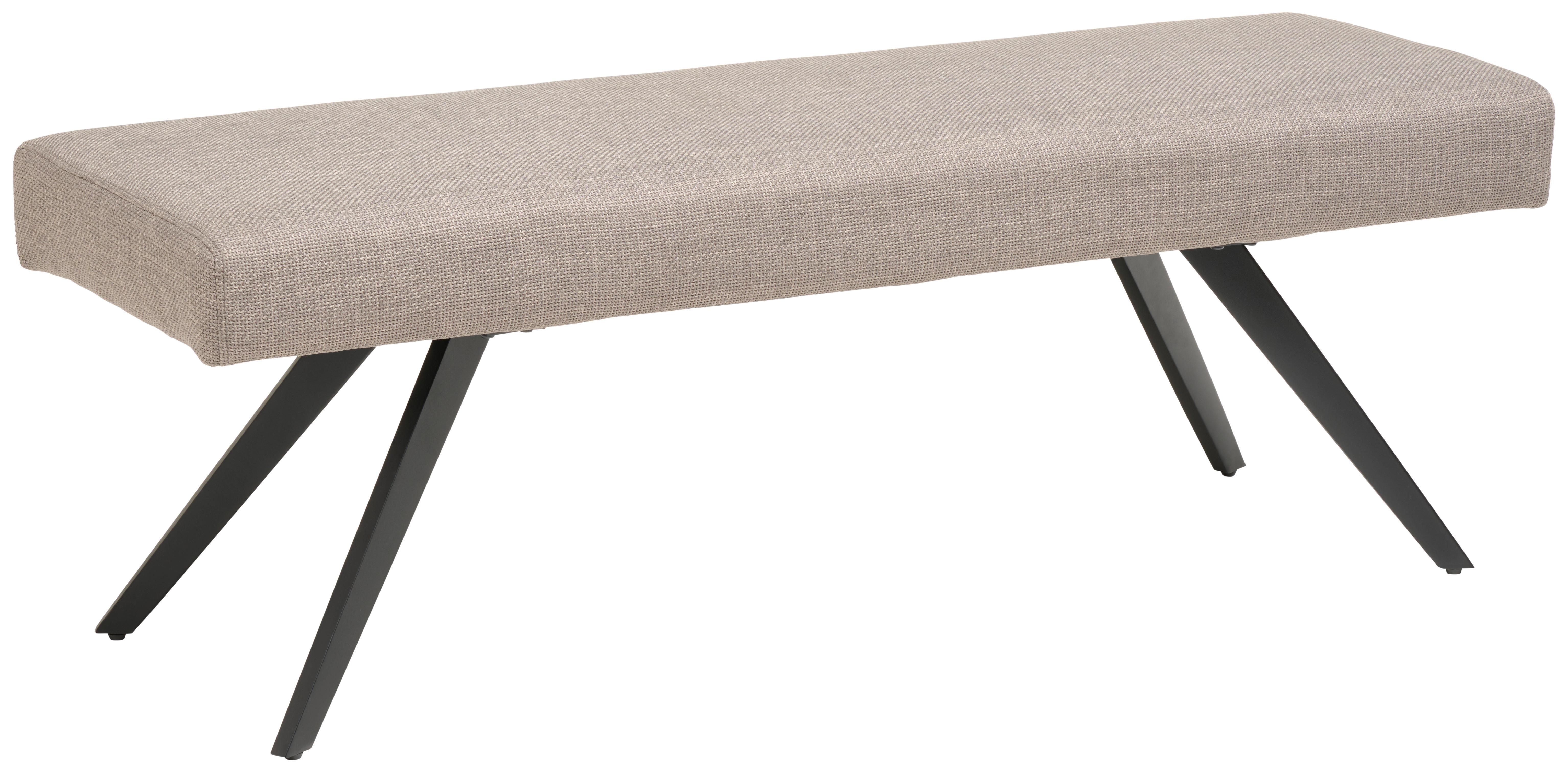 Sitzbank Andros ohne Lehne Hellgrau, B: 140 cm - Hellgrau/Schwarz, KONVENTIONELL, Textil/Metall (140/49/47cm) - MID.YOU