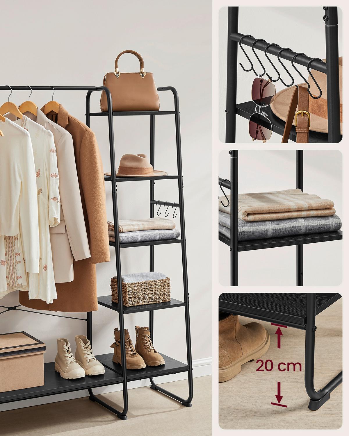 Kleiderschrank Schwarz B: 120cm - Schwarz, Basics, Holzwerkstoff/Metall (120/160/45cm)