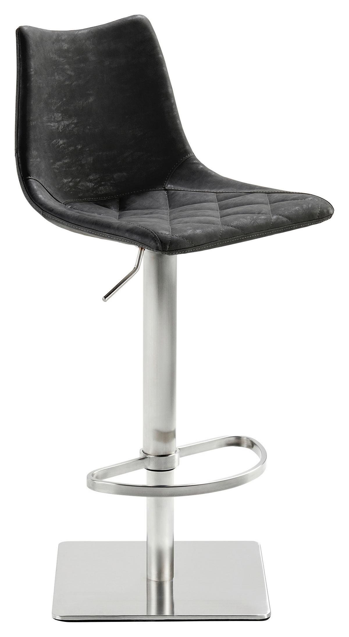 Barhocker Höhenverstellbar Und Drehbar My Tobi Schwarz - Edelstahlfarben/Schwarz, KONVENTIONELL, Holz/Textil (43/85-110/50cm) - Livetastic