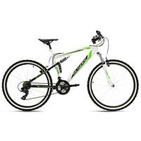 Mountainbike Fully 26 Zoll Scrawler 21 Gänge - Weiß/Grün, Basics, Metall (180/70cm) - KS Cycling