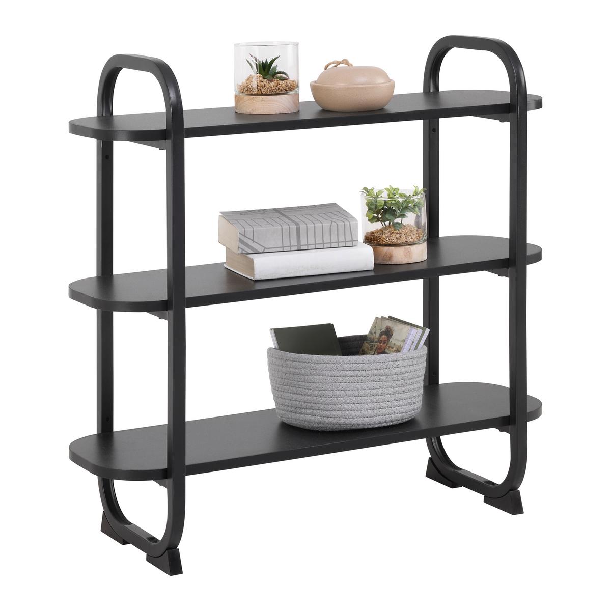 REGÁL BEND -EXKLUSIV- - čierna, Modern, kov/kompozitné drevo (76/72/27cm) - Mömax