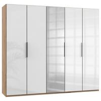 Šatníková skriňa LEVEL 36 D - biela s vysokým leskom/farba duba, Modern, kompozitné drevo (250/216/58cm) - MID.YOU