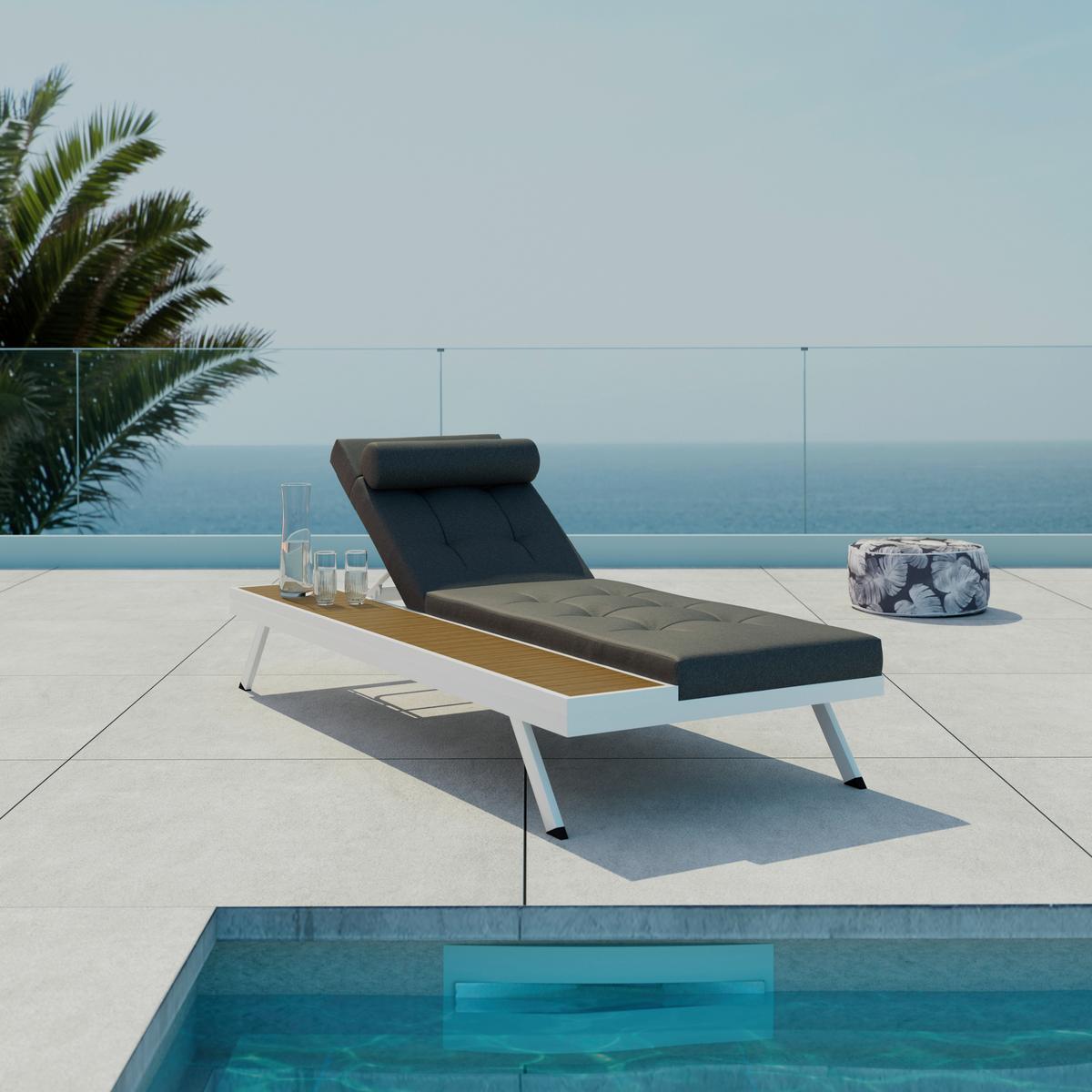 ZAHRADNÍ LEHÁTKO AVOLINA - bílá/tmavě šedá, Moderní, kov/textil (199/30/86cm) - Bessagi Garden