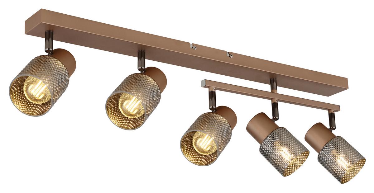 Strahler Exkl. 5xe14, 40w - Schwarzchrom/Braun, LIFESTYLE, Glas/Metall (85/49,5/12cm) - Globo