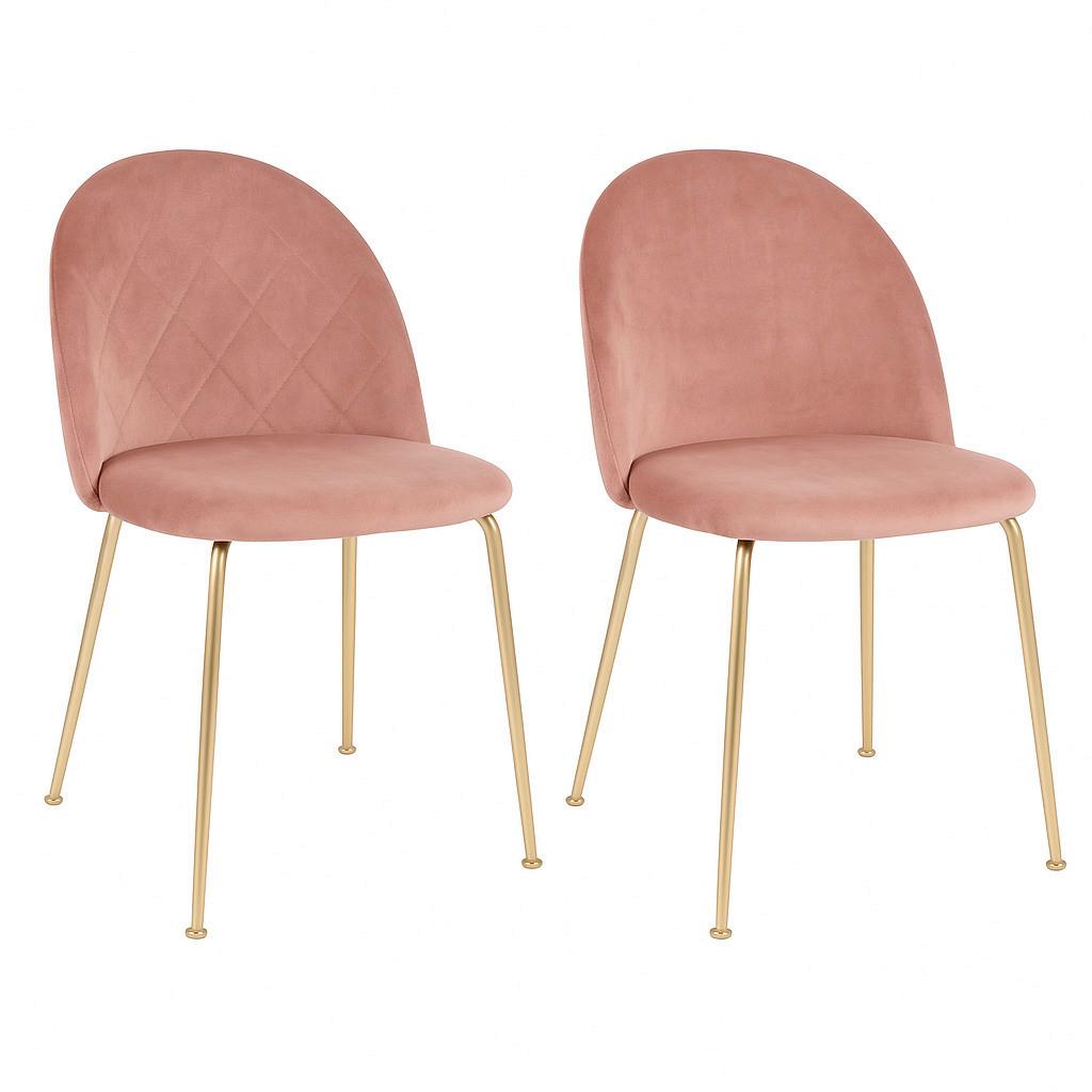 Stuhl-Set Geneve Rosa B: 51 cm - Messingfarben/Rosa, MODERN, Textil/Metall (51/78/56cm) - MID.YOU