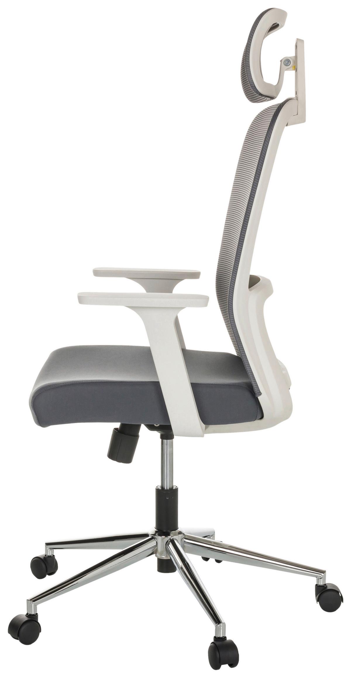 Drehstuhl Belaia W - Silberfarben/Grau, Basics, Kunststoff/Textil (66/113-130/60cm) - MID.YOU