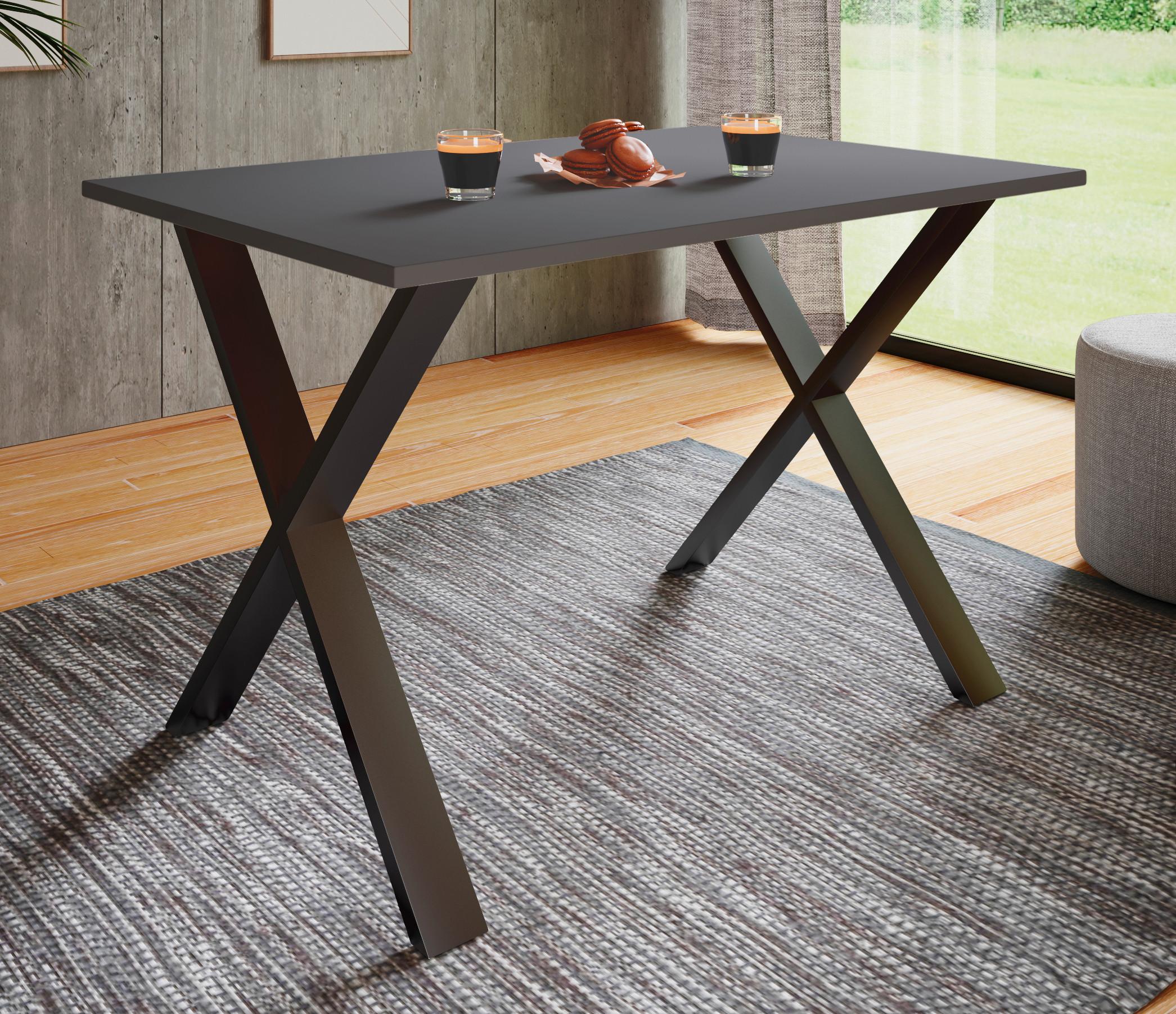 Esstisch Xona Anthrazit, Schwarz L: 80 cm - Anthrazit/Schwarz, Basics, Holzwerkstoff/Metall (80/50/76cm) - MID.YOU