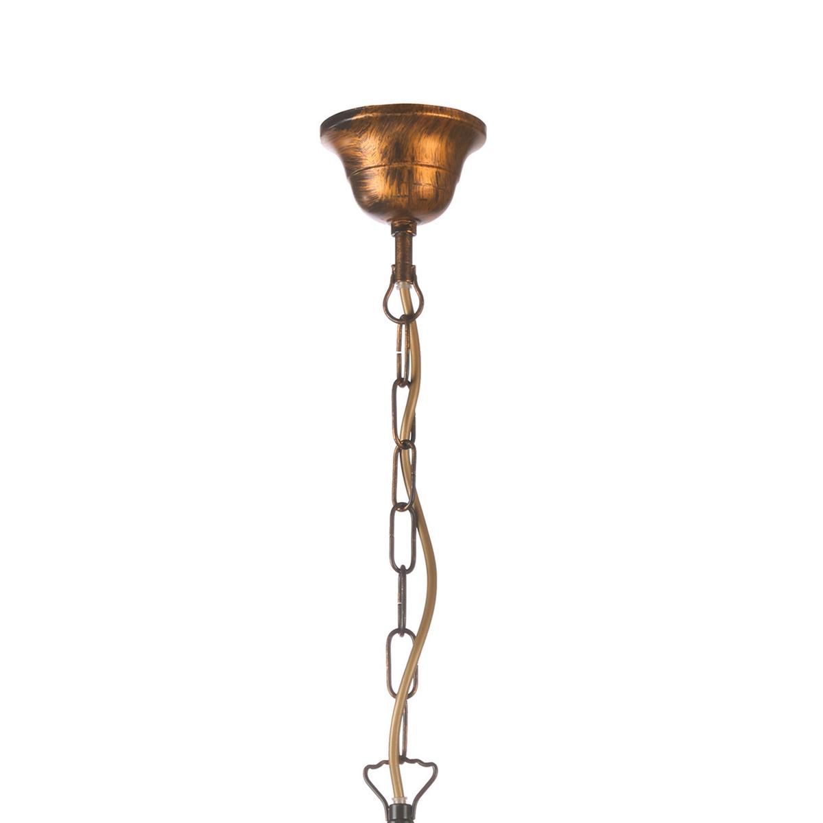 Kronleuchter Bronzefarben Weiß Hg L: 70 cm - Weiß Hochglanz/Bronzefarben, KONVENTIONELL, Textil/Metall (70/70/115cm)