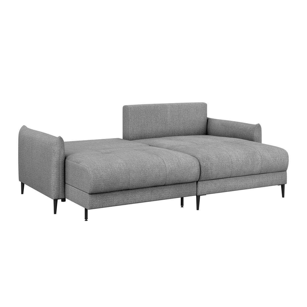 Ecksofa Polis Webstoff grau, 221x142cm - Schwarz/Grau, Trend, Textil (221/142cm) - Ondega