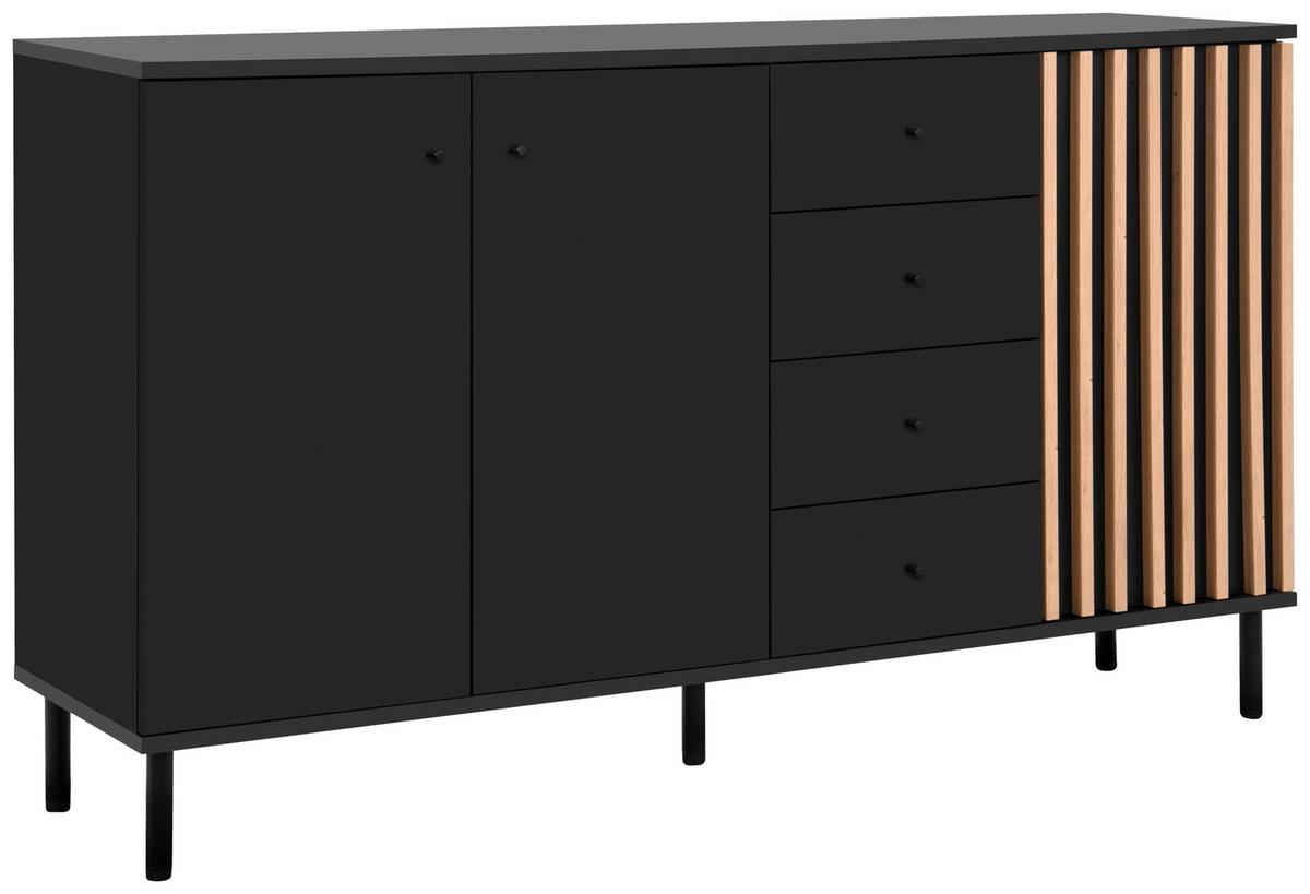 Sideboard Monza 51c - Schwarz/Eiche Artisan, Design, Holzwerkstoff (160/90/40cm) - Livetastic