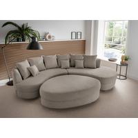 Wohnlandschaft Limoncello Graubraun S: 300x160 cm - Graubraun/Schwarz, Design, Textil (300/160cm) - Livetastic