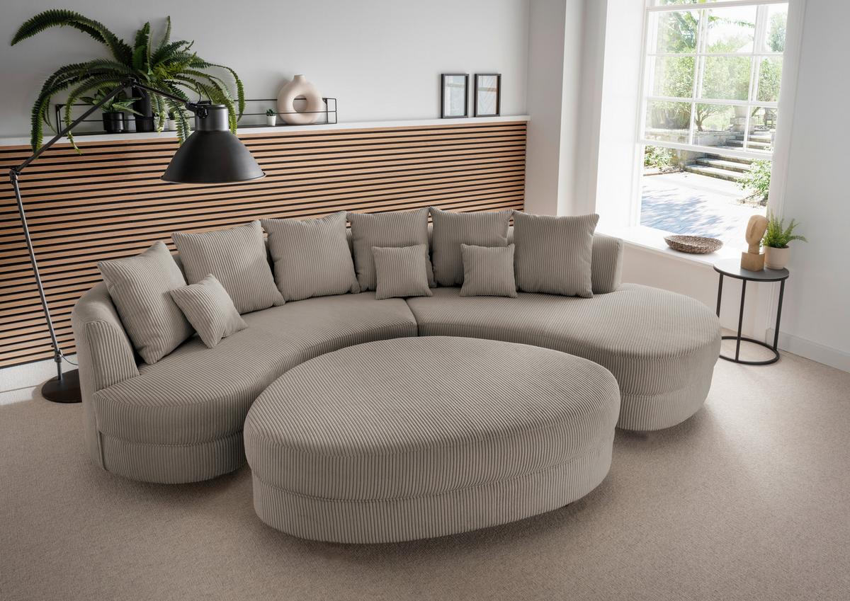 Wohnlandschaft Limoncello Graubraun S: 300x160 cm - Graubraun/Schwarz, Design, Textil (300/160cm) - Livetastic