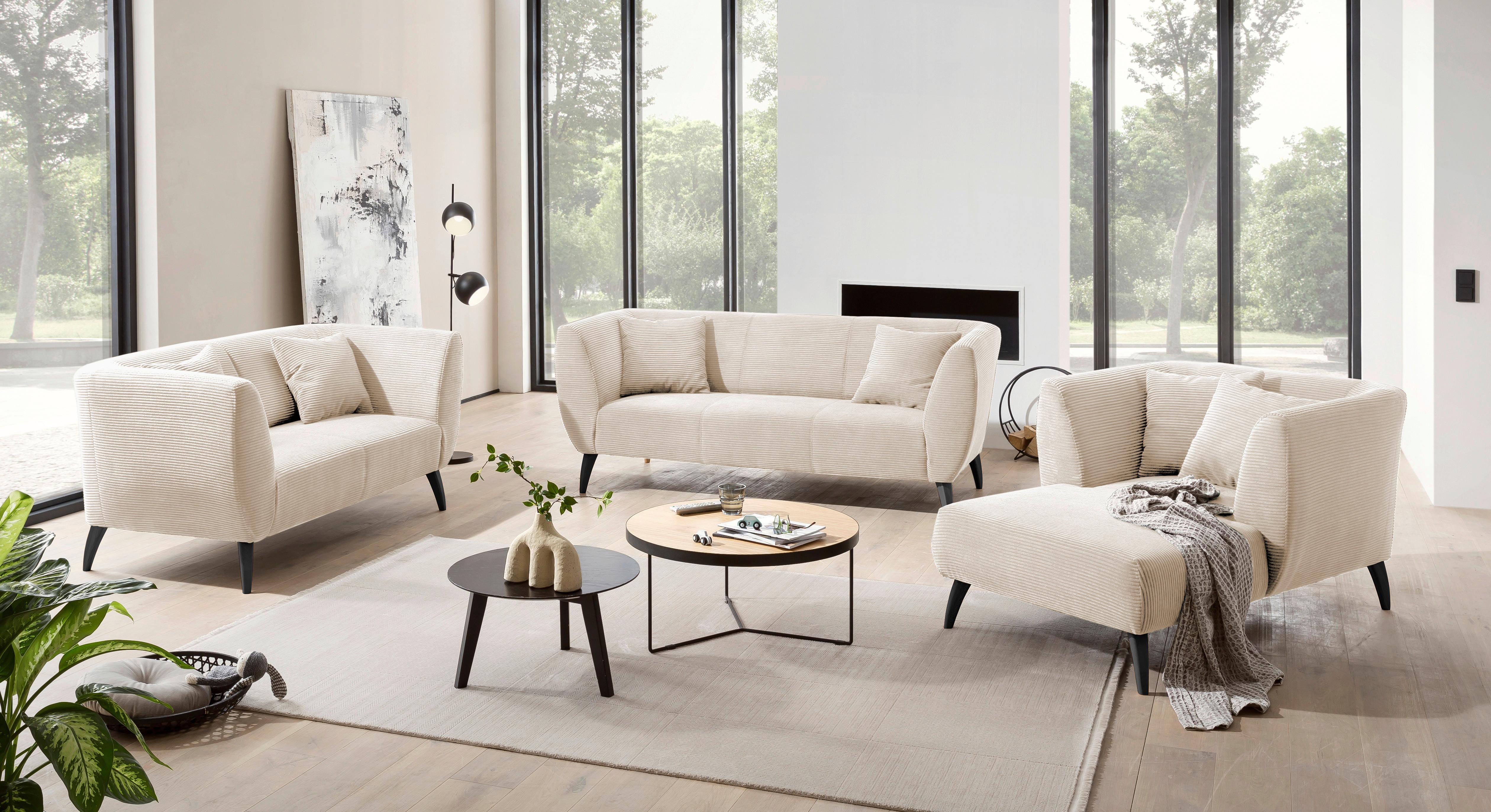 2-Sitzer-Sofa Colori Beige Rücken Echt - Beige/Schwarz, MODERN, Textil (172/83/88cm) - MID.YOU