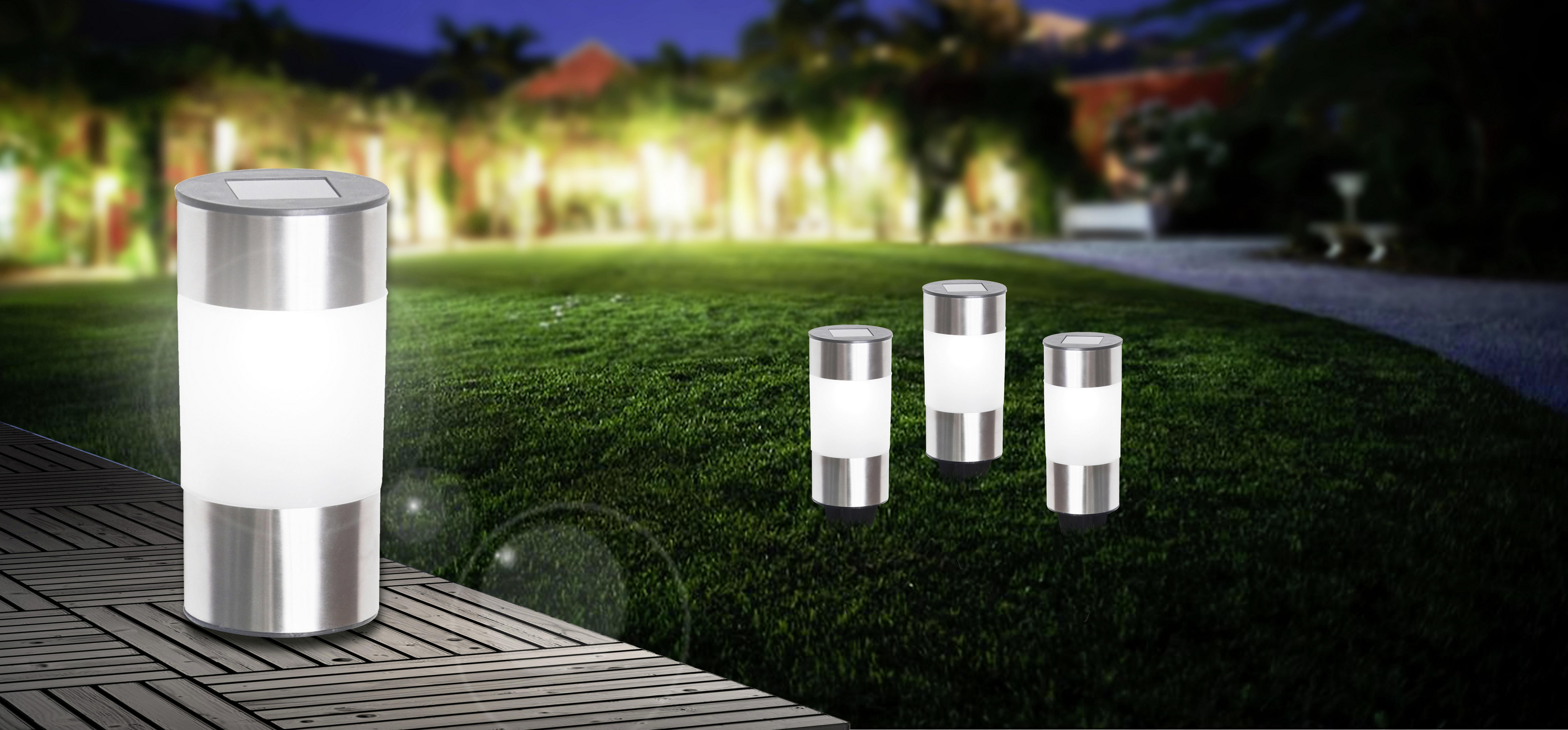 Solarleuchte mit Erdspieß Weiß Caissa 1xled H: 23,5cm - Weiß, KONVENTIONELL, Kunststoff/Metall (6,3/23,5cm) - Ondega