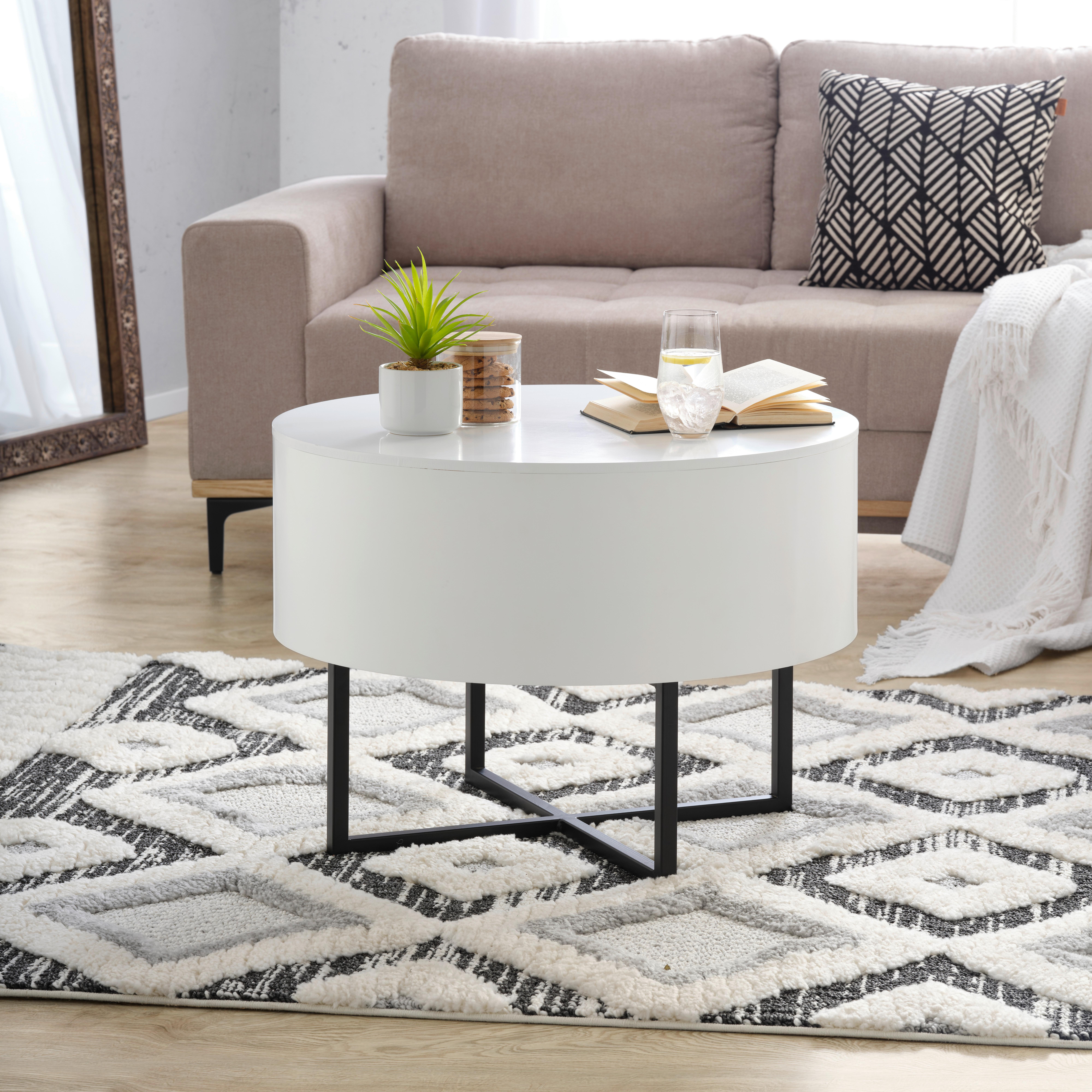Konferenčný Stolík S Odkladacím Priestorom Carpo - čierna/biela, Moderný, kov/kompozitné drevo (70/50/70cm) - Modern Living