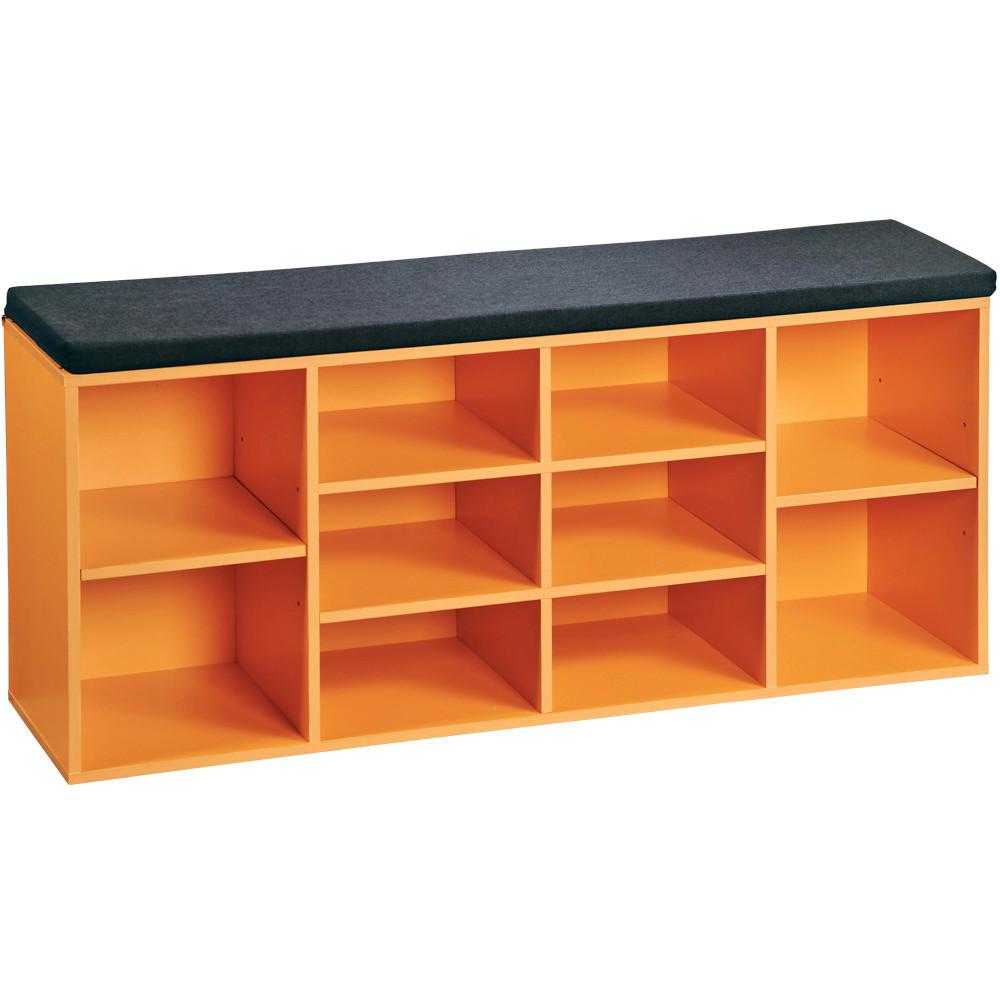 Schuhregal mit Sitzkissen Orange, Schwarz, B: 103,5 cm - Schwarz/Orange, Basics, Holzwerkstoff/Textil (103,5/48/29,5cm) - Kesper