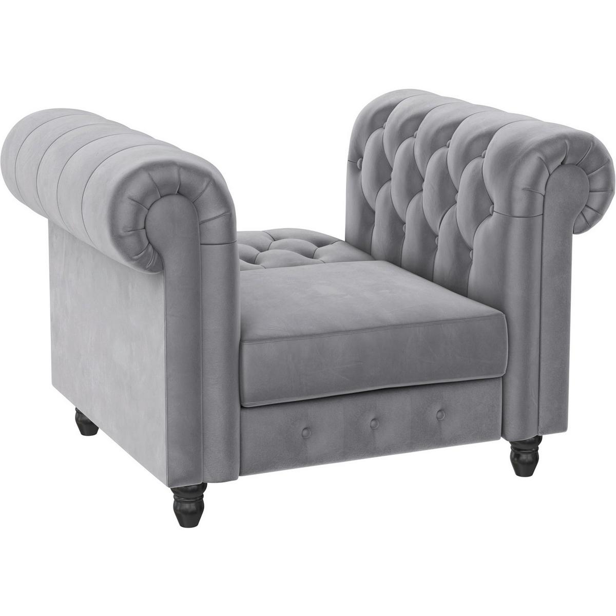 Sessel Firenze Hellgrau, Relaxfunktion - Hellgrau/Schwarz, Basics, Textil (111/83/87cm) - Livetastic