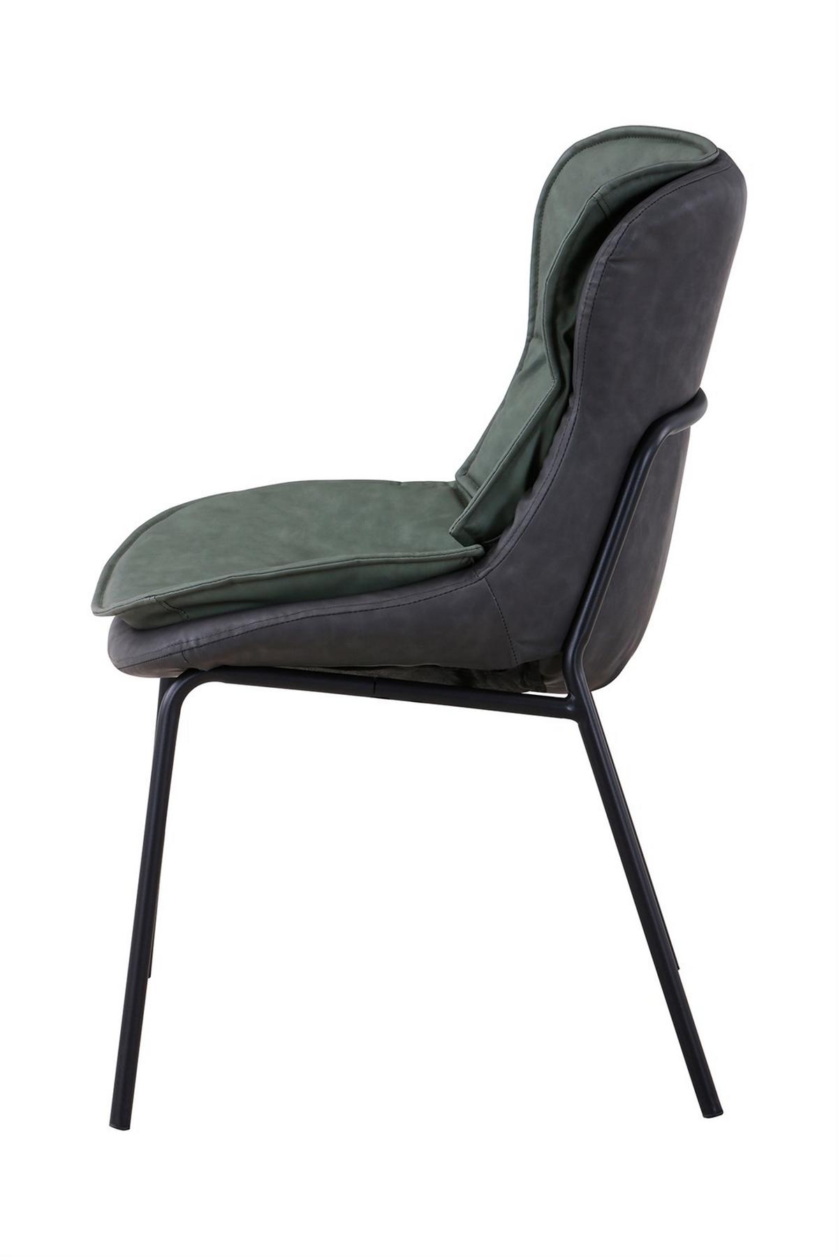 Stuhl Brady 200 Grün - Dunkelgrau/Schwarz, Design, Textil/Metall (54/84/64cm) - Kayoom
