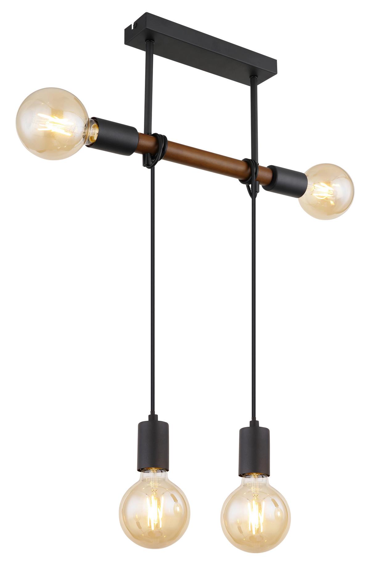 Deckenleuchte L: 39 cm 4-Flammig - Schwarz/Braun, Basics, Holz/Metall (39/6/100cm) - Globo