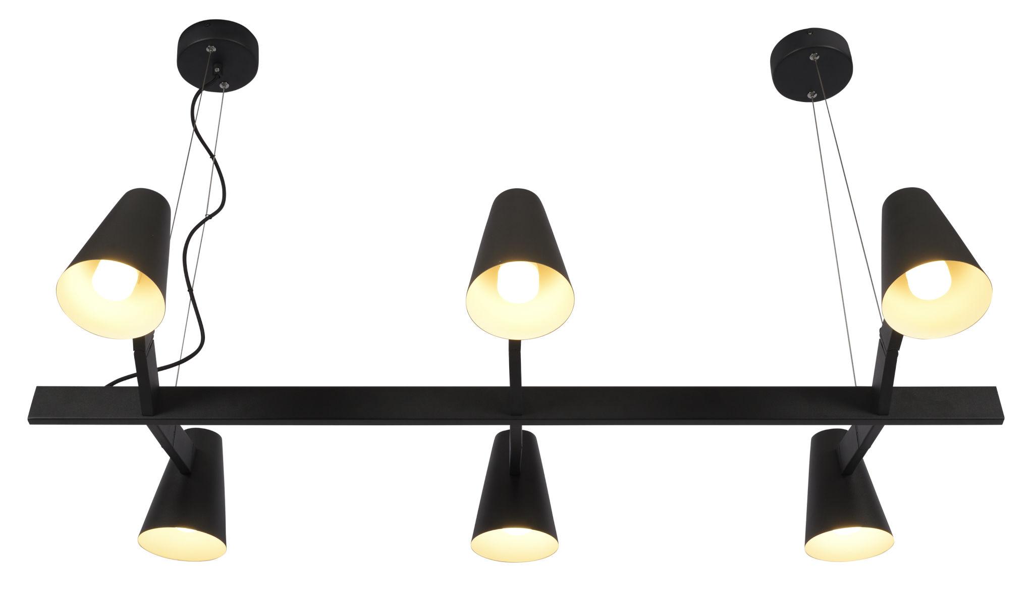 Hängeleuchte Biarritz H: 67 cm 6-Flammig Schwenkbar/Kürzbar - Schwarz, Design, Metall (120/26/67cm) - It's about Romi