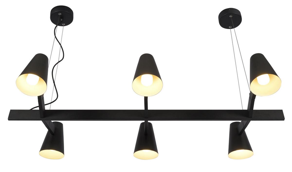 Hängeleuchte Biarritz H: 67 cm 6-Flammig Schwenkbar/Kürzbar - Schwarz, Design, Metall (120/26/67cm) - It's about Romi