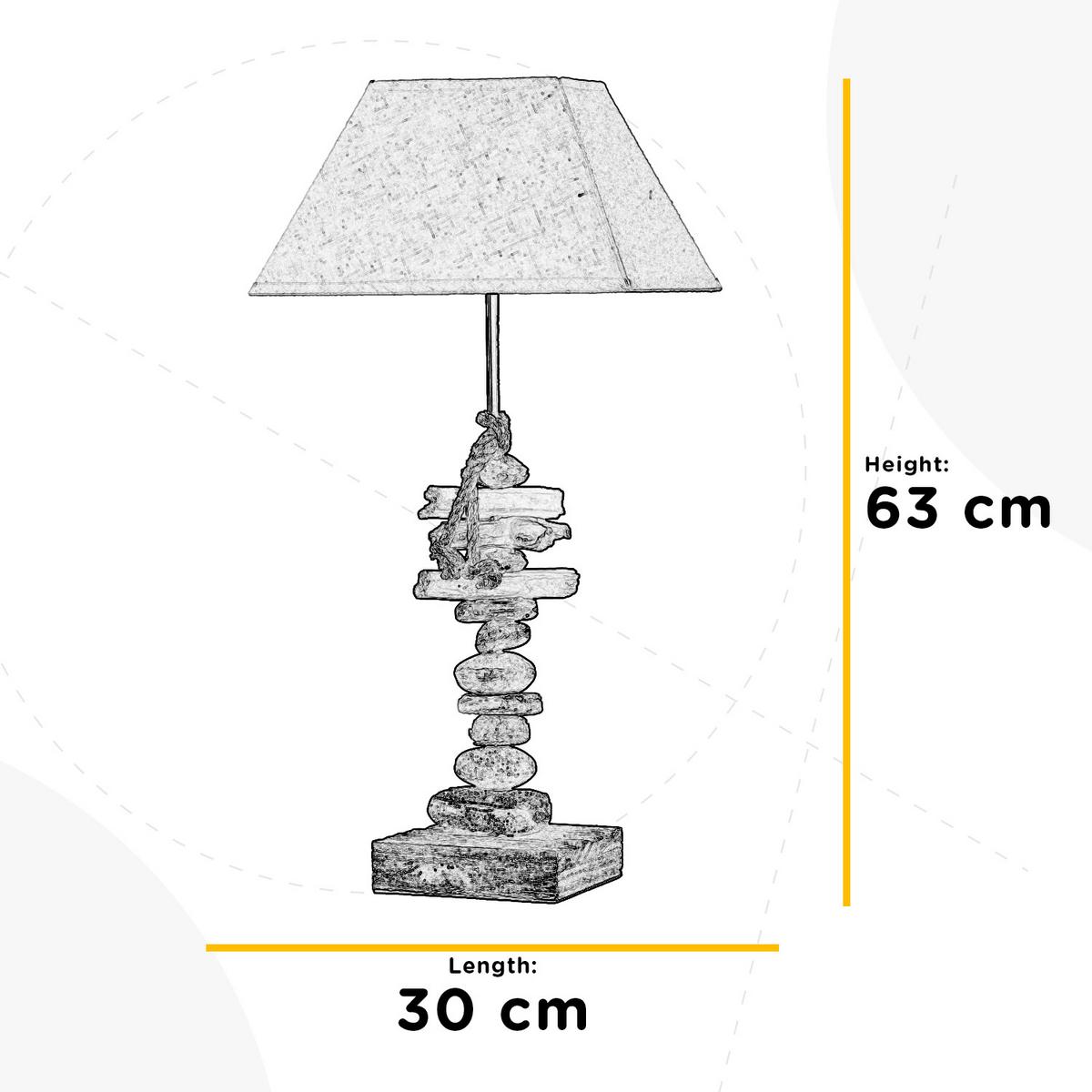 Tischleuchte 4848/lg - Schwarz, Natur, Textil/Stein (30/25/63cm)