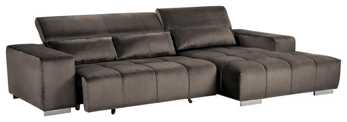 Ecksofa mit Relaxfunktion Orion Kopfstütze Klappbar Silberfar. - Silberfarben, KONVENTIONELL, Textil (307/186cm) - Livetastic