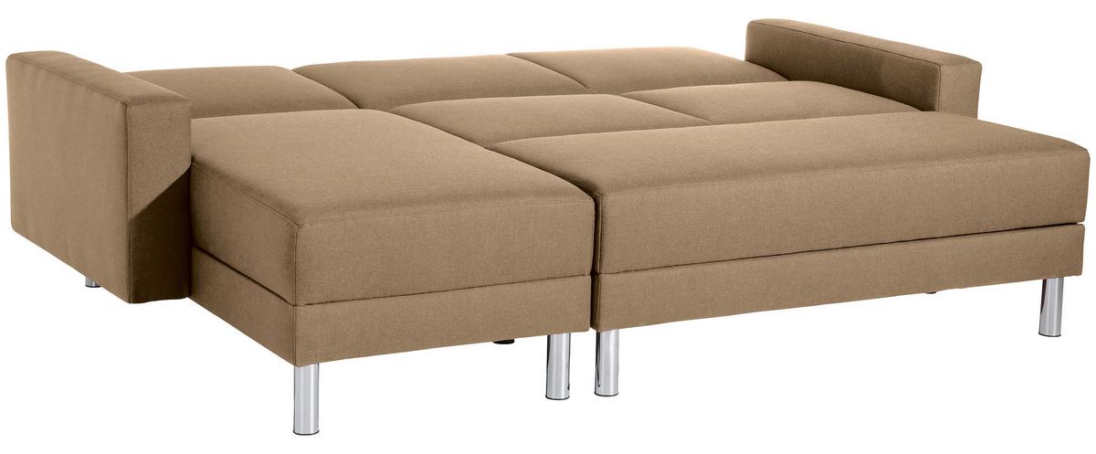 Ecksofa mit Schlaffunktion Just Fashion Sandfarben - Sandfarben/Chromfarben, KONVENTIONELL, Textil (152/230cm) - Max Winzer