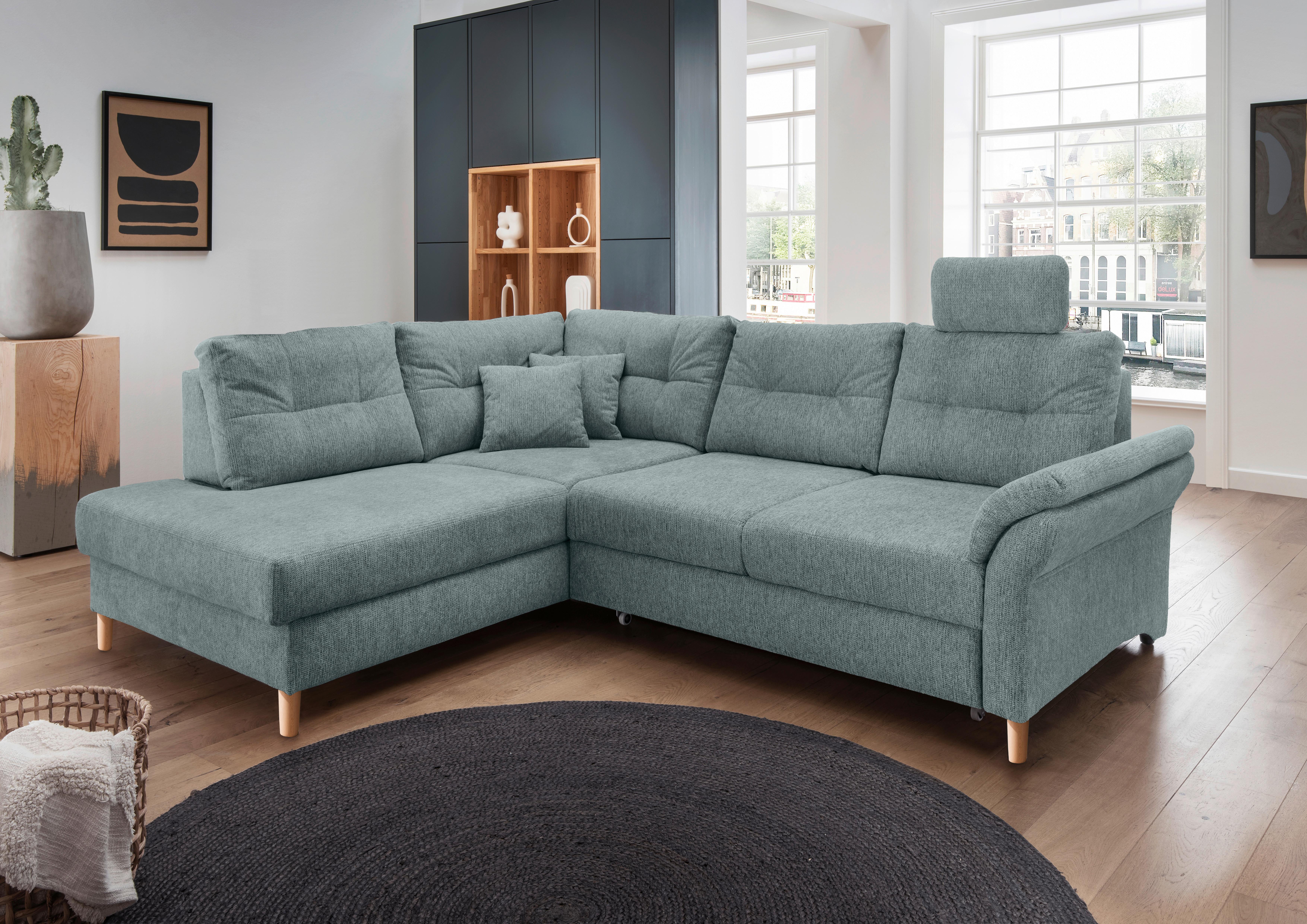 Ecksofa Brizzini, Blau S: 206x264 Cm - Blau/Naturfarben, MODERN, Textil (206/264cm) - Livetastic