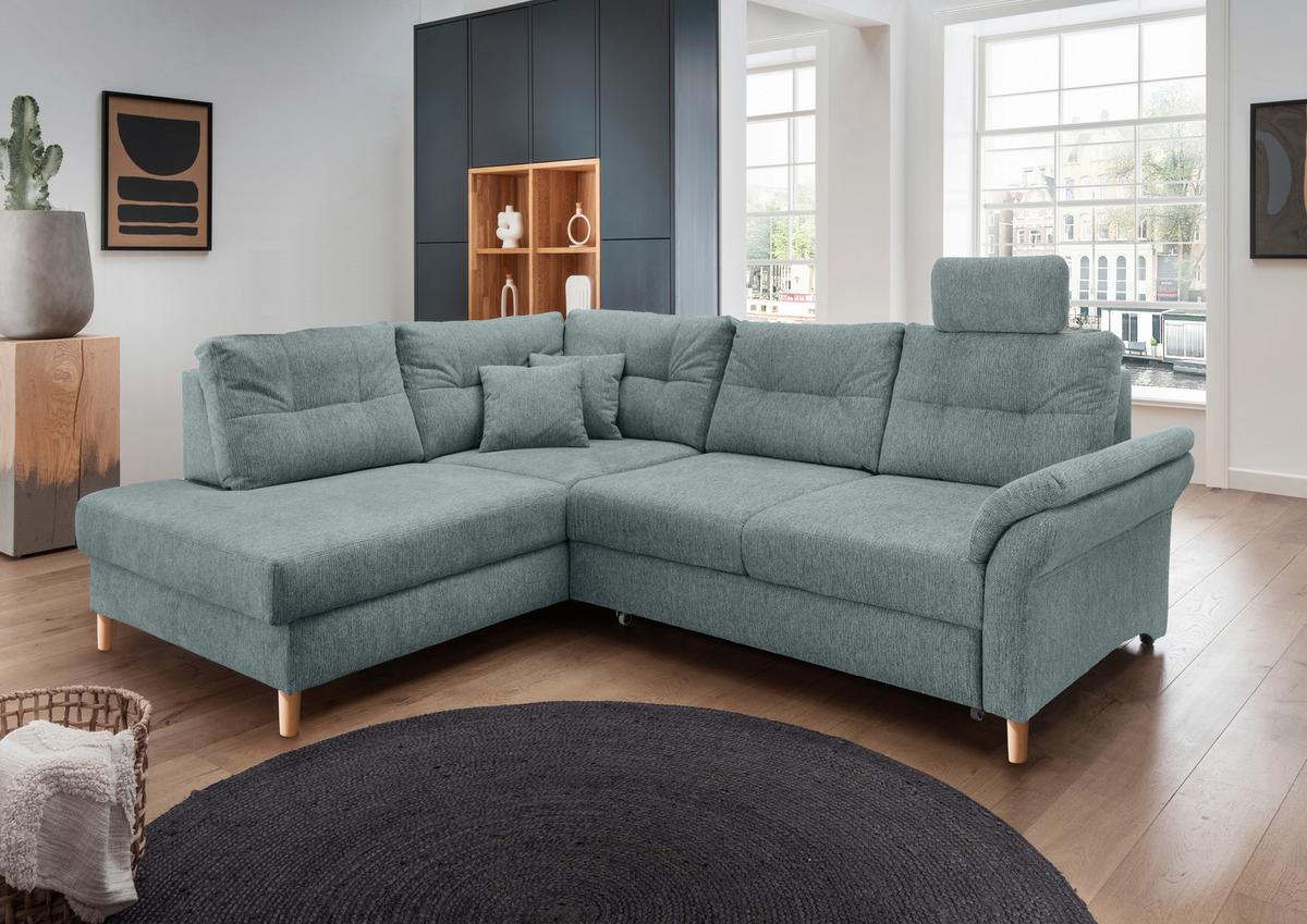 Ecksofa Brizzini, Blau S: 206x264 Cm - Blau/Naturfarben, MODERN, Textil (206/264cm) - Livetastic