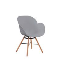 Armlehnstuhl Amalia Grau mit Holzbeinen 2er-Set - Grau, Design, Holz/Kunststoff (59/83,5/57,5cm) - Kayoom