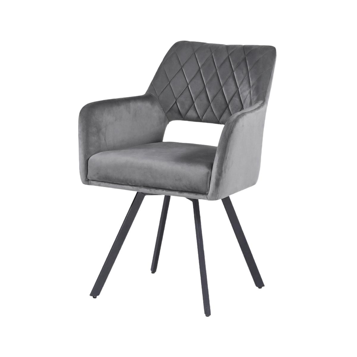 Vierfußstuhl Vicky Grau gepolstert, Samt - Schwarz/Grau, MODERN, Textil/Metall (57/86/61cm)