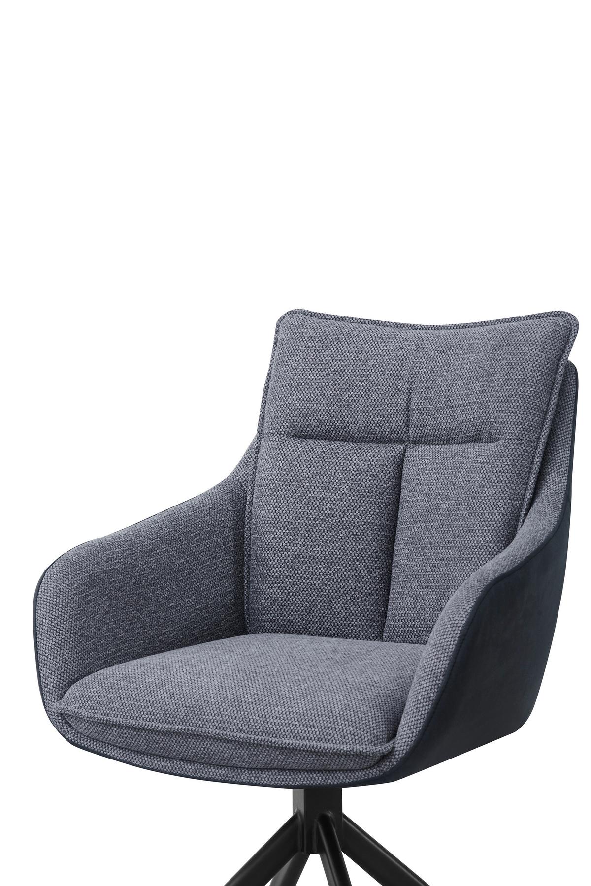 Armlehnstuhl Emilia II Webstoff grau, B: 60cm - Schwarz/Grau, MODERN, Holz/Textil (60/88/65cm)