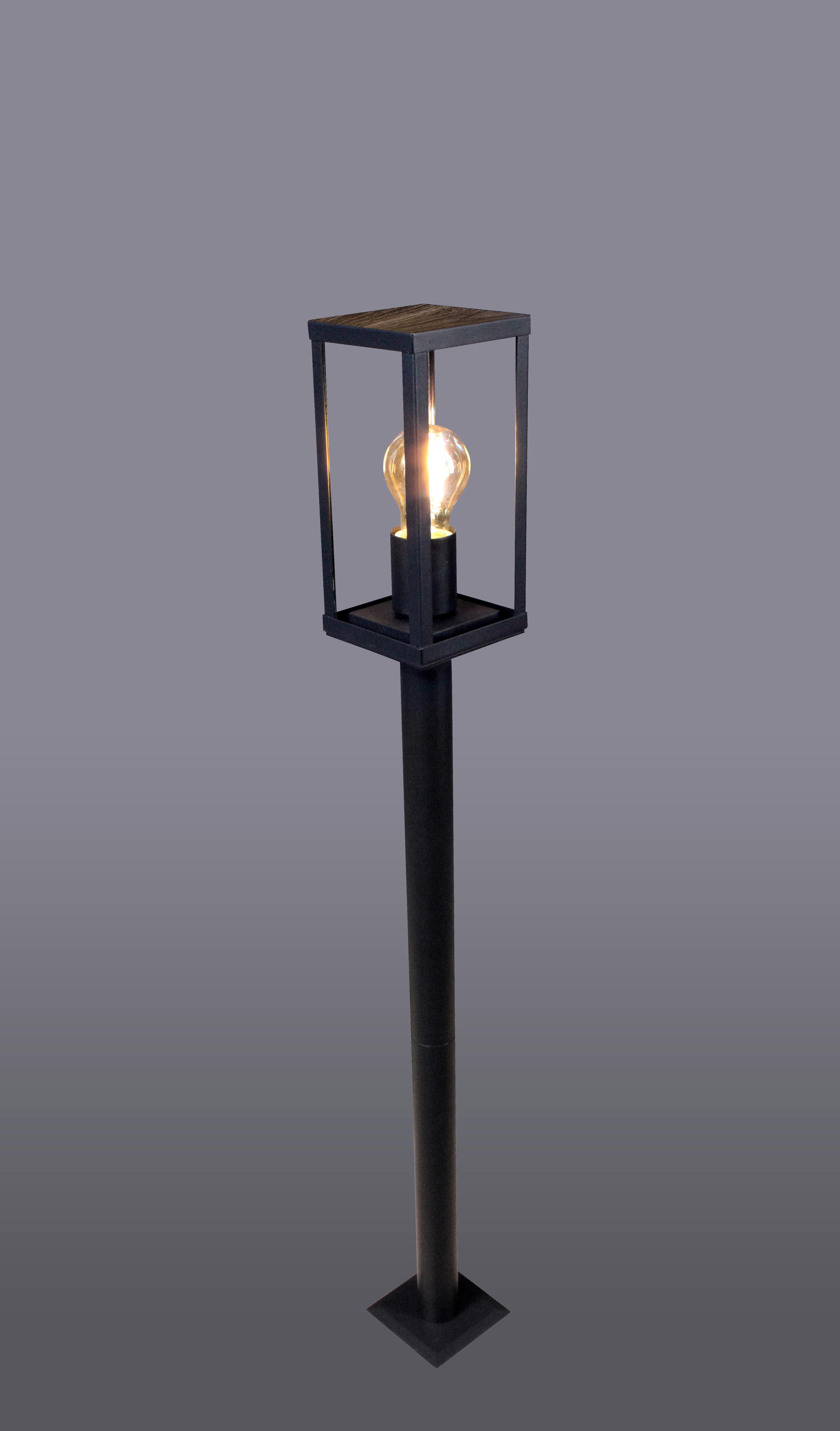 Wegeleuchte Karo 60 Watt Glas Metall - Klar/Eichefarben, Basics, Glas/Metall (100/11/11cm)