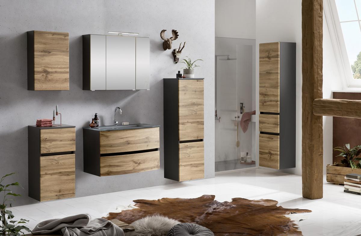 Hängeschrank Kopenhagen B: 40 Cm Graphit.-Eichefarben - Eichefarben/Graphitfarben, KONVENTIONELL, Holzwerkstoff (40/64/20cm) - Held