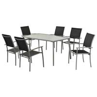 Gartenset Milano - Silberfarben/Schwarz, MODERN, Textil/Metall - Gardenson