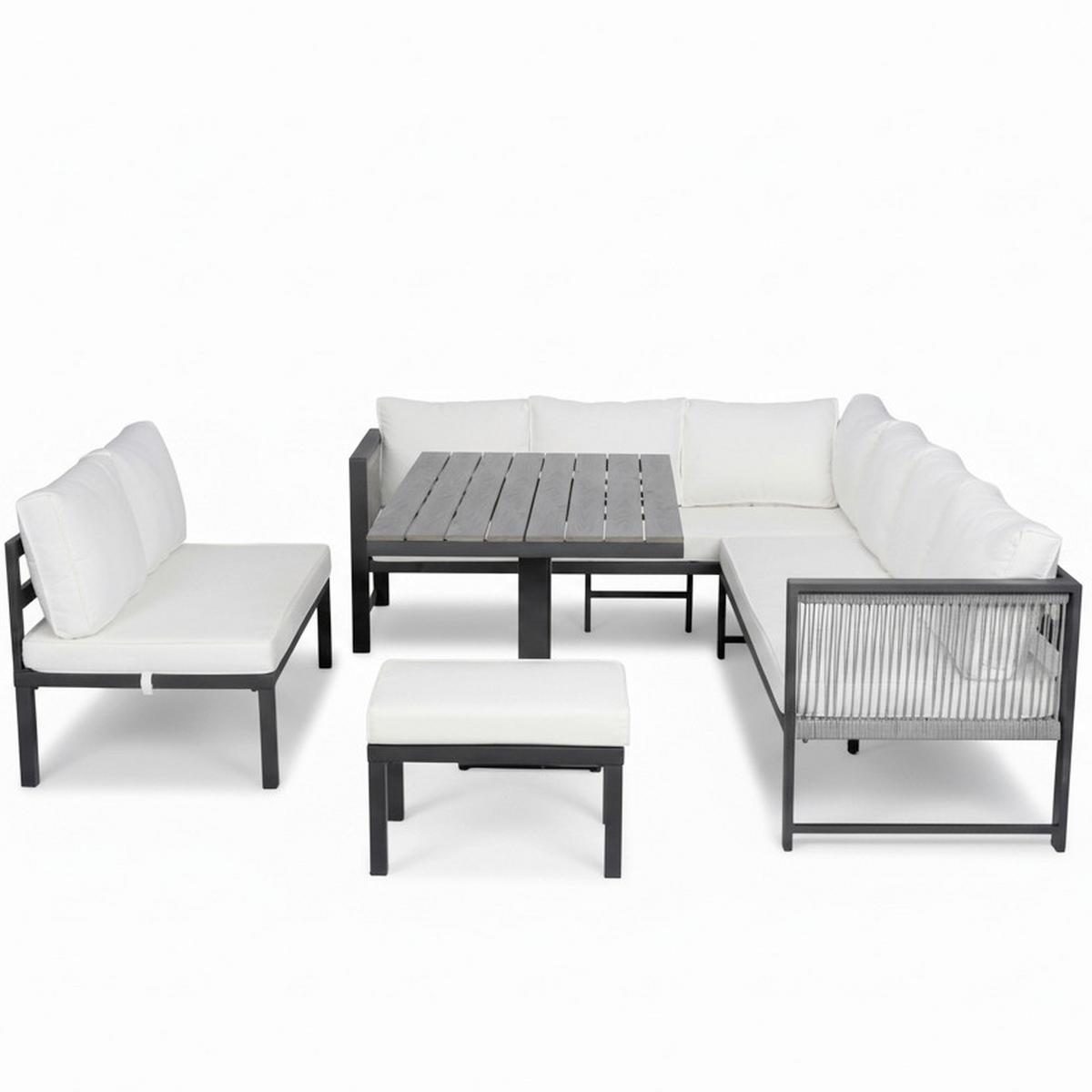 Zahradní jídelní sestava PERGOLINA - bílá/černá, Moderní, kov/textil (194/245cm) - Bessagi Garden